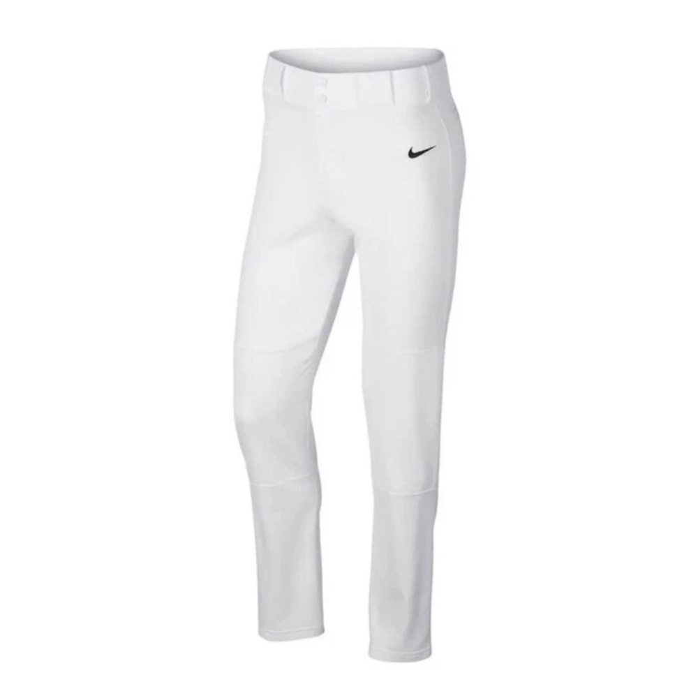 Nike Men's White Baseball Pants with Black Swoosh Size Small